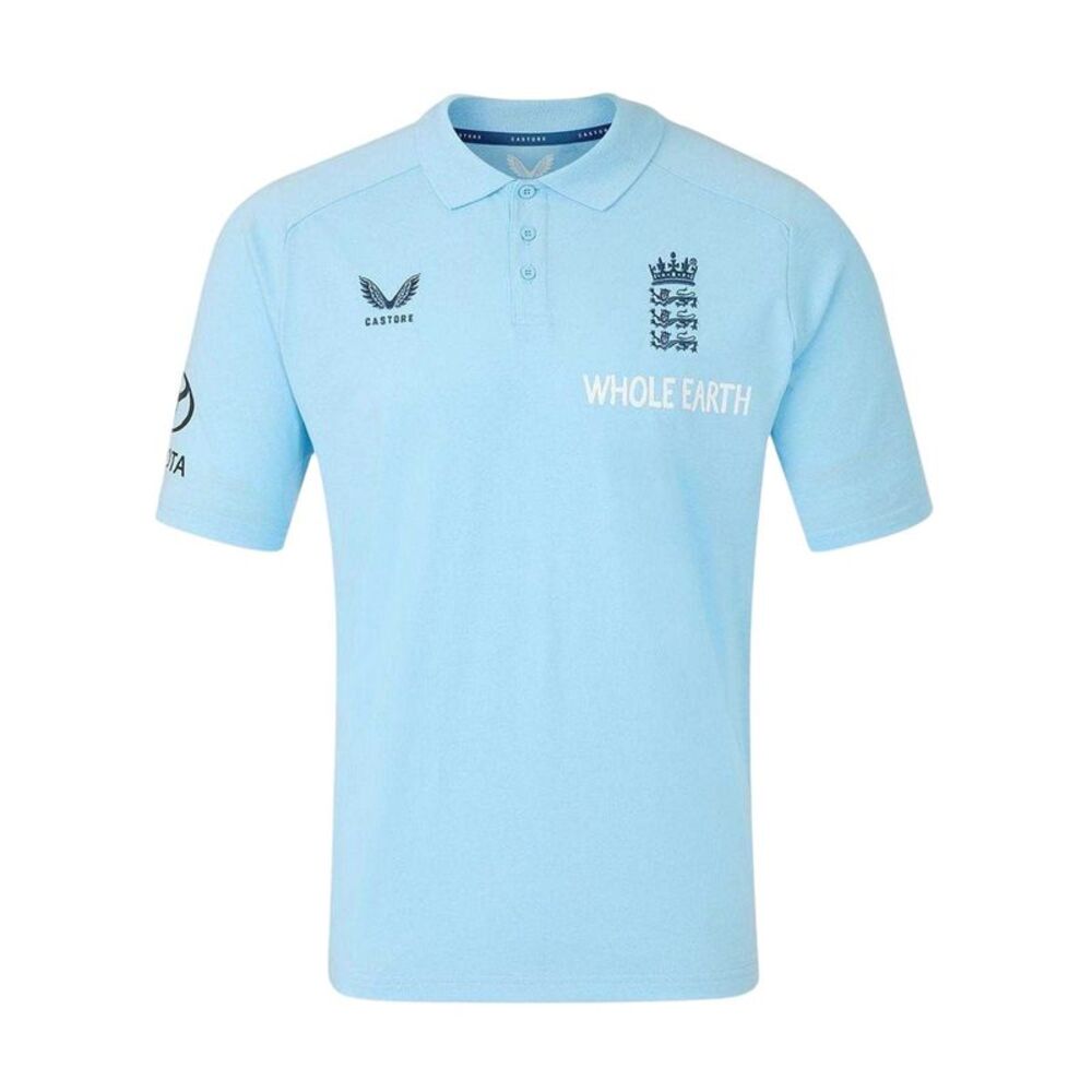 Castore Mens 2026/2027 England Cricket Polo Shirt / Air Blue